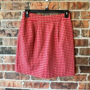 Chadwicks Red Tan Houndstooth Skirt Women’s Size:4P Vintage